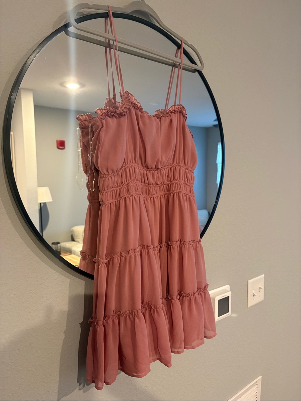 Trixxi Dusty Rose Tiered Mini Dress
